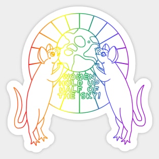 Women Hold Up Half Of The Sky (Rainbow Version) Sticker
